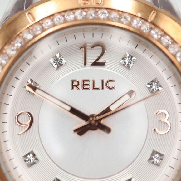 Relic by Fossil Women Watch Clear Rose Gold Tone 34mm Dial Jewel Bezel ZR11901 - Picture 7 of 16